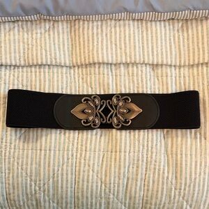Elegant Black Belt with Silver Buckle